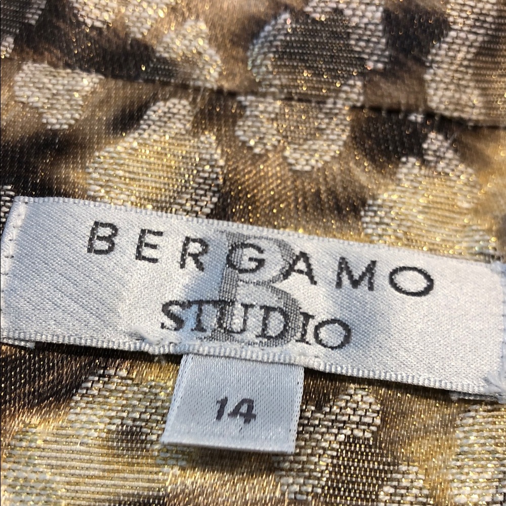 Bergamo Studio Vintage Blazer Gold & Brown ornate floral leopard print SZ 14 - Picture 7 of 12